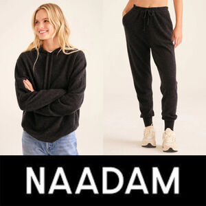 Naadam Signature Cashmere Hoodie & Jogger Pants 2 Piece Set Medium Smoke Gray